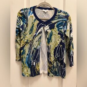 Joseph A. Tranquil Blue Green Cardigan Sm Abstract Art Whimsical Statement Light
